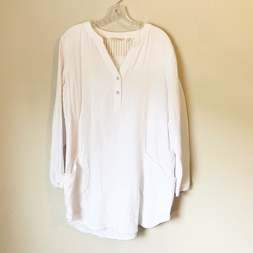 Soft Surroundings White Nightgown w/ Pockets Sz L